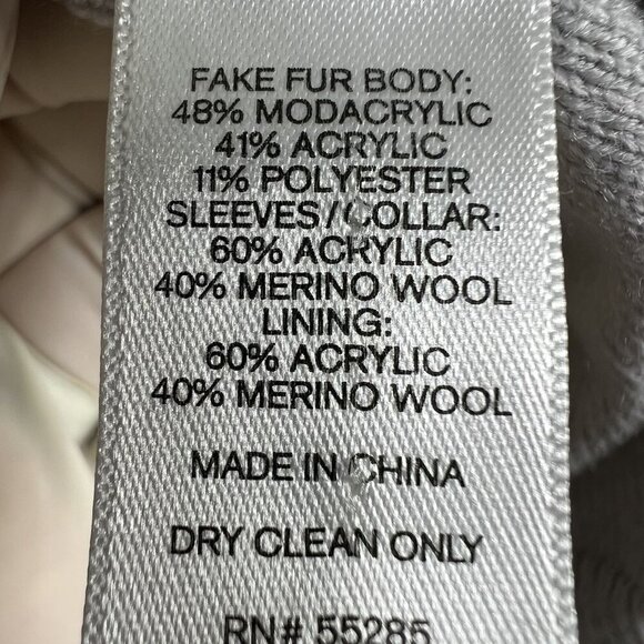 Express Womens S Oversized Merino Wool Blend Faux Fur Sweater Vest Knit Sleeves - Picture 10 of 16